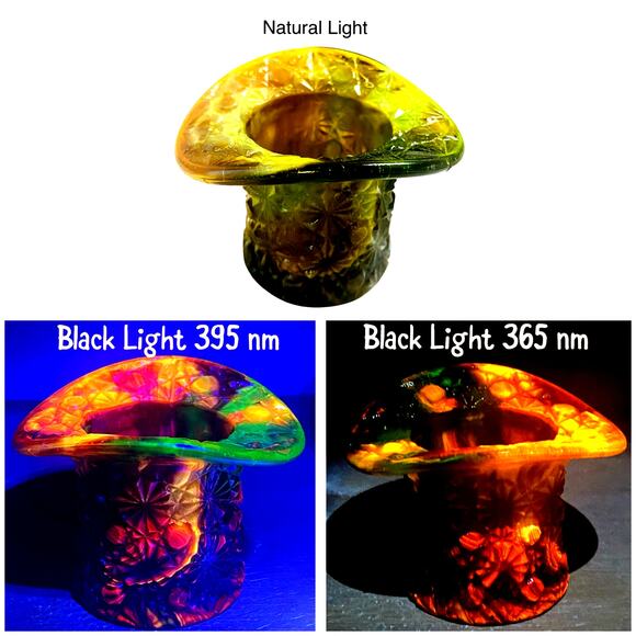 Boyd Glass Daisy Button Hat 1999 Autumn Harvest UV Reactive GLOWS OOAK B1078 - Picture 1 of 16
